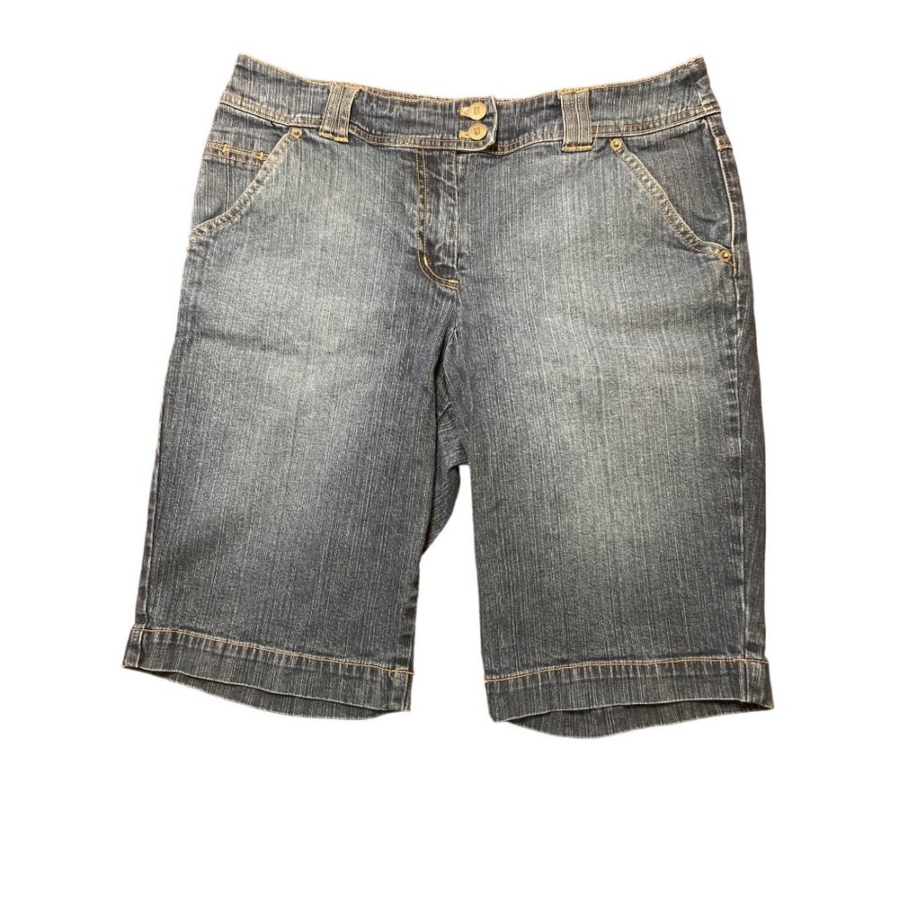 New York & Company Denim Bermuda Shorts 2 Button Waist Size 10